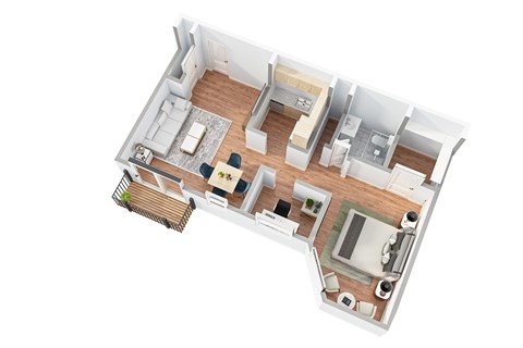 1 Bedroom Den Floor Plan at Kensington House, Kensington